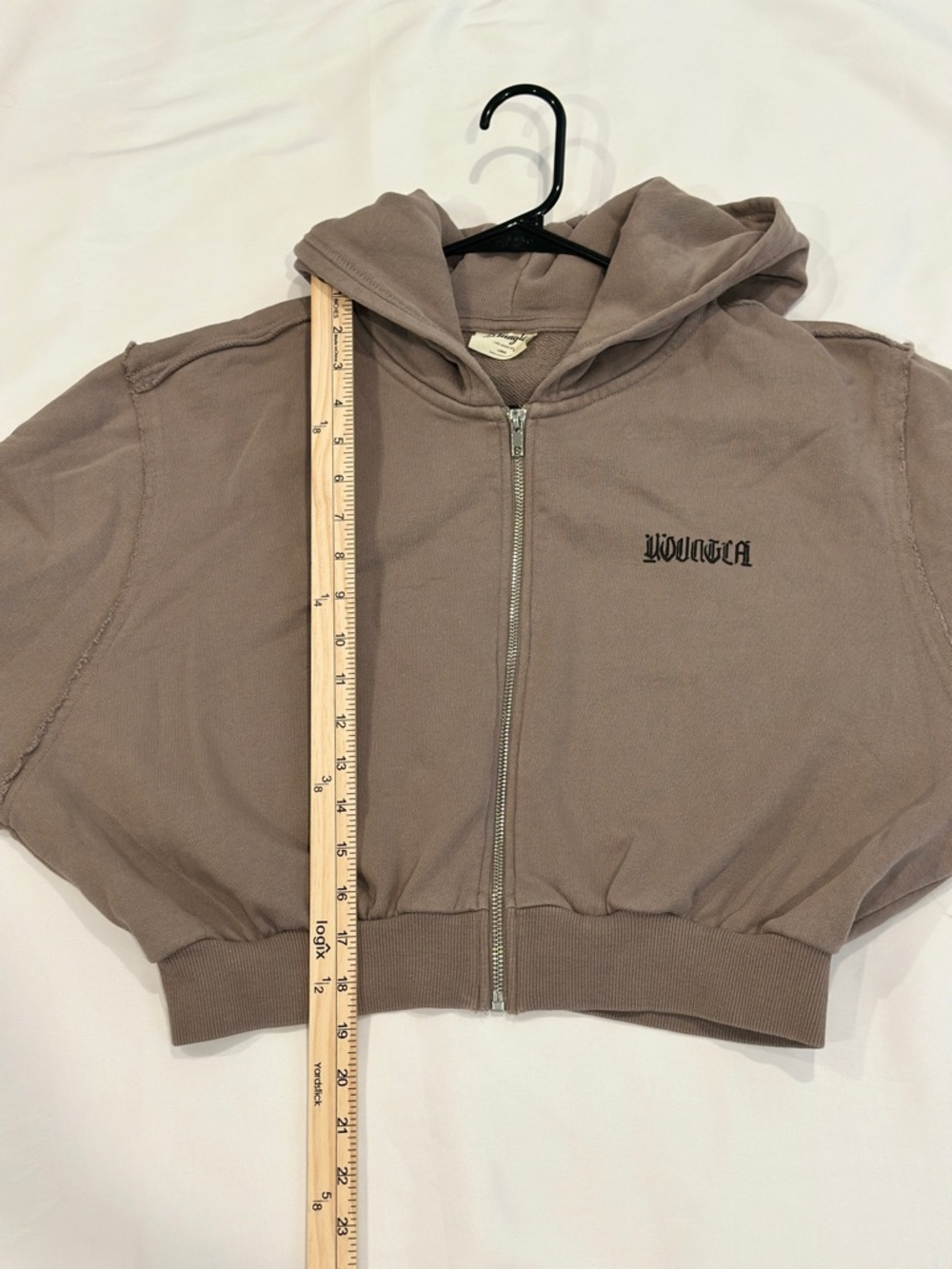 YoungLA Cropped Zip Hoodie in Taupe - Picture 4 of 12